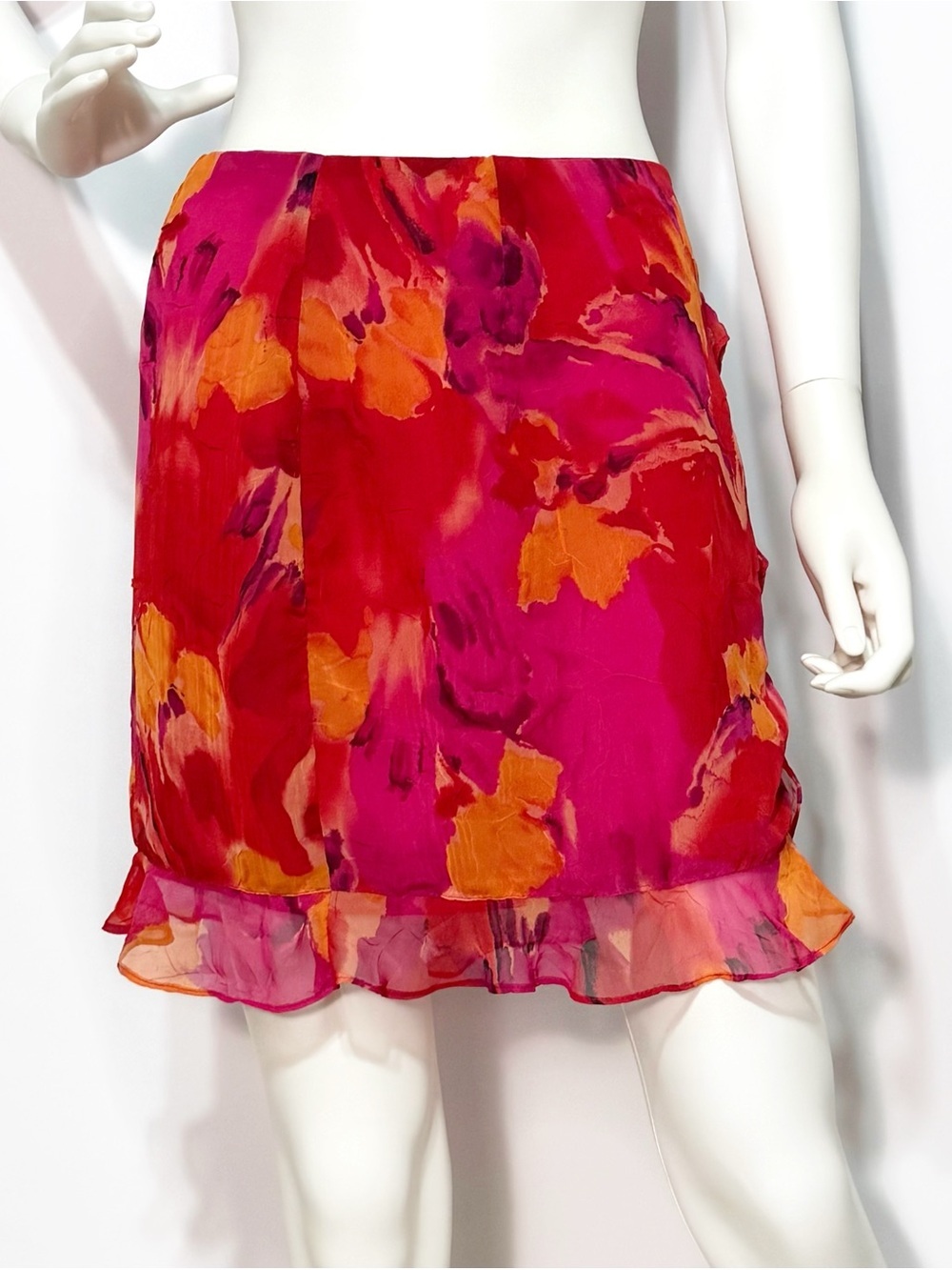 NWT Cache floral multicolored orange, red, fucsia Pink skirt |Size 6